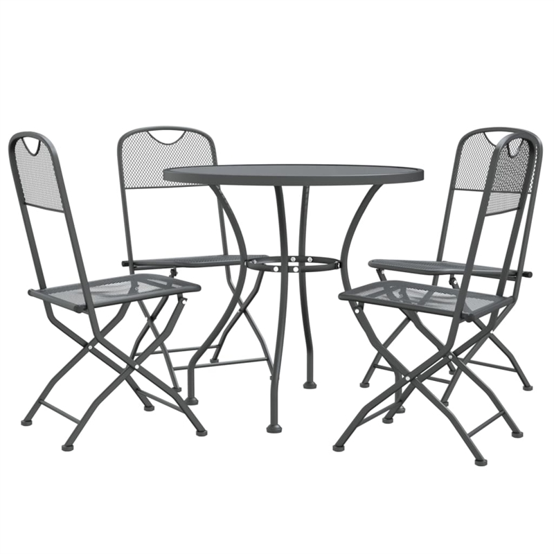 vidaXL Expanded Metal Mesh Medium Foldable Garden Dining Set in Anthracite/Gray