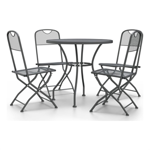 vidaXL Expanded Metal Mesh Medium Foldable Garden Dining Set in Anthracite/Gray