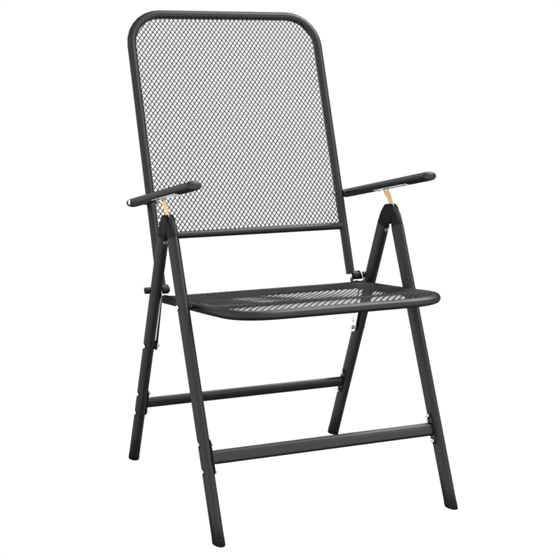 vidaXL Expanded Metal Mesh Medium Foldable Garden Dining Set in Anthracite/Gray