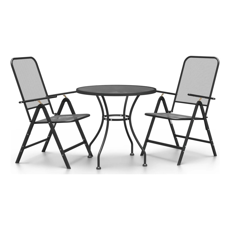 vidaXL Expanded Metal Mesh Medium Foldable Garden Dining Set in Anthracite/Gray