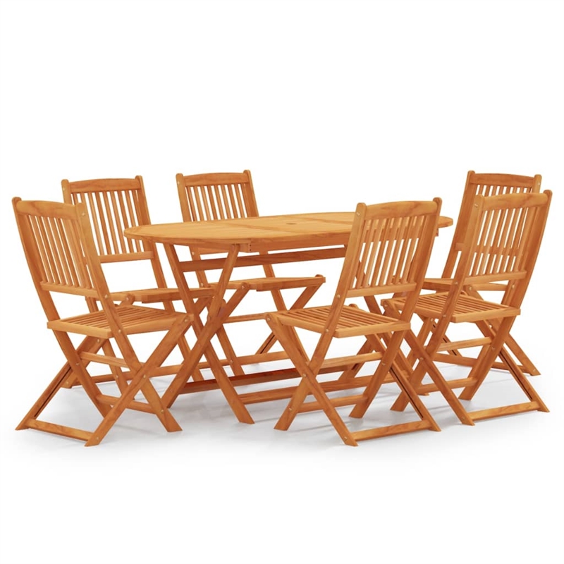 vidaXL Eucalyptus Solid Eucalyptus Wood Medium Outdoor Dining Set in Brown