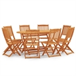 vidaXL Solid Eucalyptus Wood Large Foldable Outdoor Dining Set in Brown