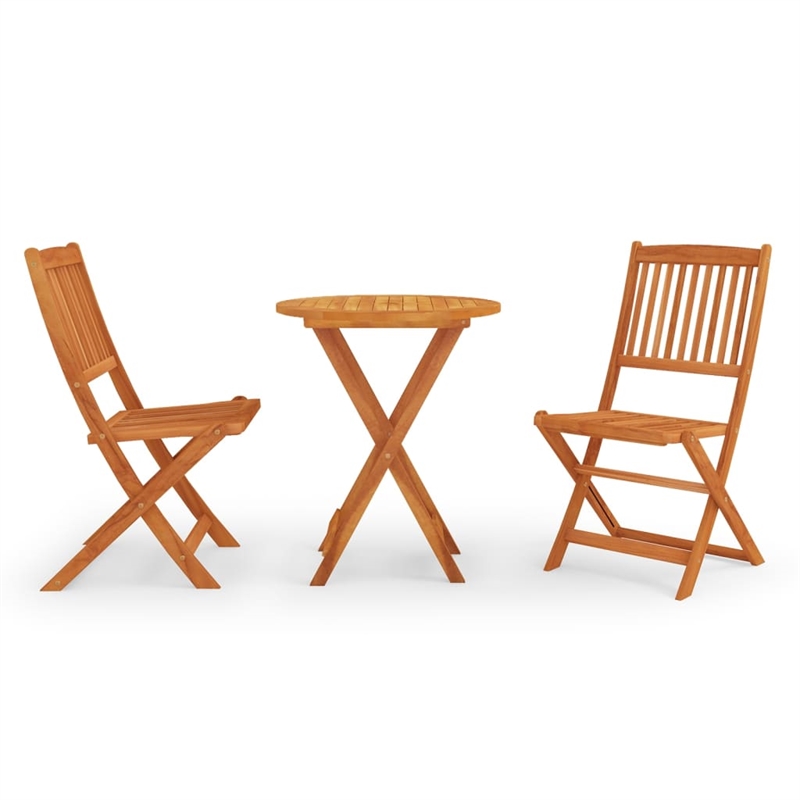 vidaXL Wooden Solid Eucalyptus Wood Compact Outdoor Dining Set in Brown