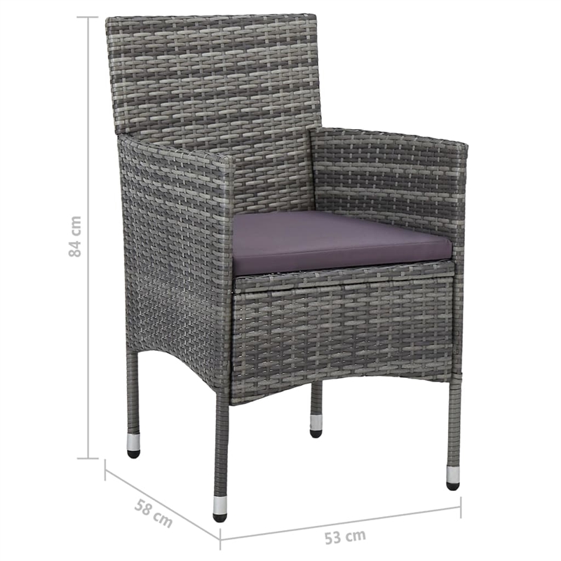 vidaXL Solid Acacia Wood 5 Piece Set Dining Set in Gray