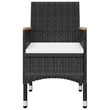 vidaXL Solid Acacia Wood Medium Durable Dining Set in Black