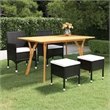 vidaXL Solid Acacia Wood Medium Durable Dining Set in Black