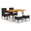 vidaXL Solid Acacia Wood Medium Durable Dining Set in Black
