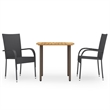 vidaXL Solid Acacia Wood Standard Dining Set in Black