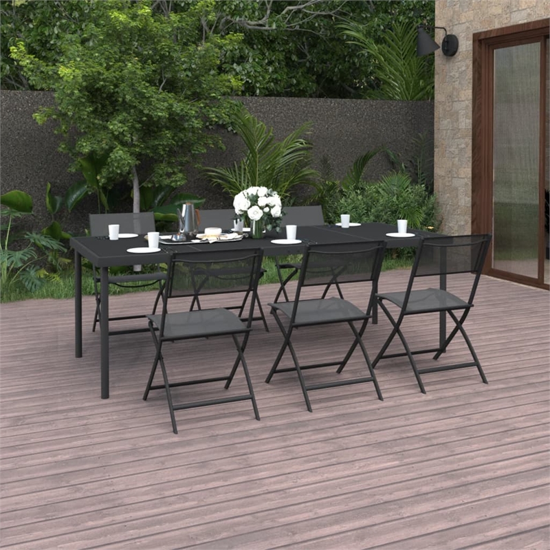 vidaXL Outdoor Dining Set in Anthracite and Black/Gray