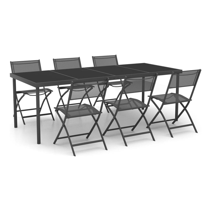 vidaXL Outdoor Dining Set in Anthracite and Black/Gray