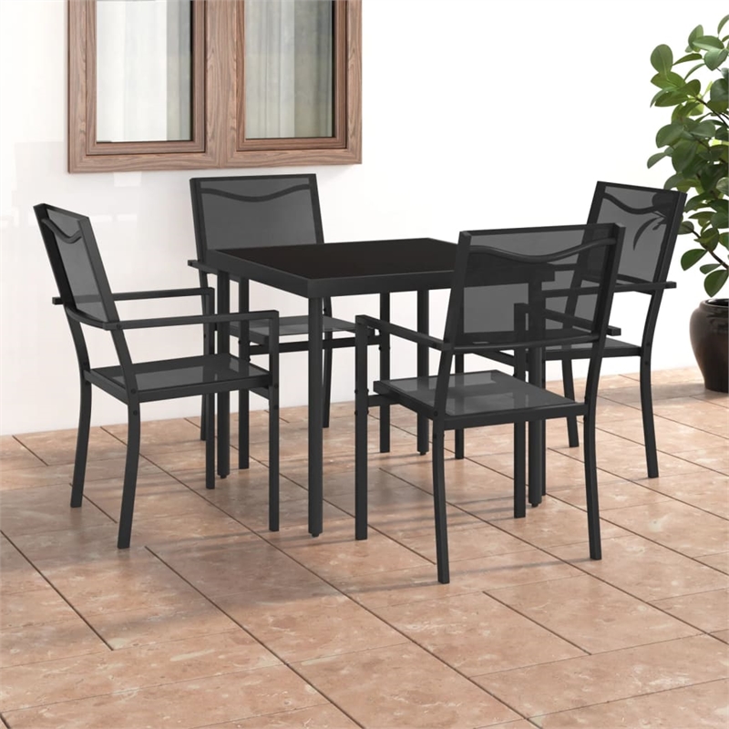 vidaXL Outdoor Dining Set in Black and Anthracite/Gray