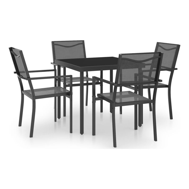 vidaXL Outdoor Dining Set in Black and Anthracite/Gray