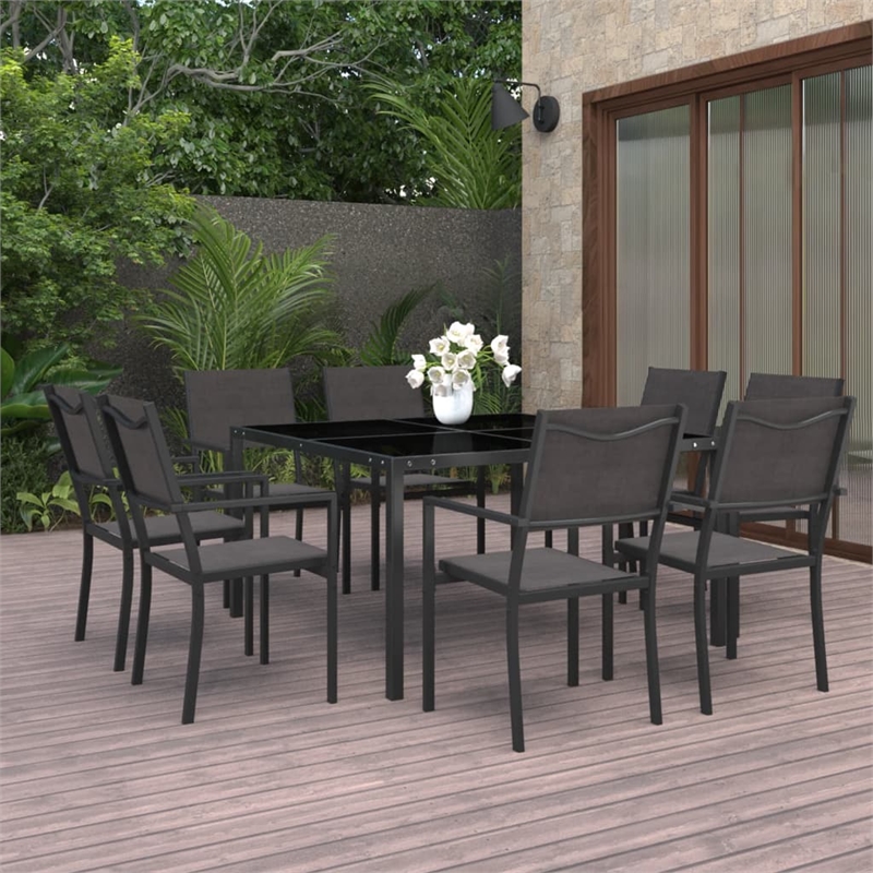 vidaXL Outdoor Dining Set in Anthracite/Black/Gray
