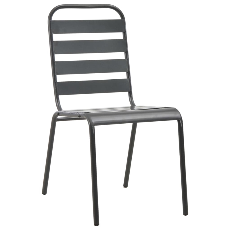 vidaXL Steel With E-Coated and Powder-Coated Dining Set in Dark Gray