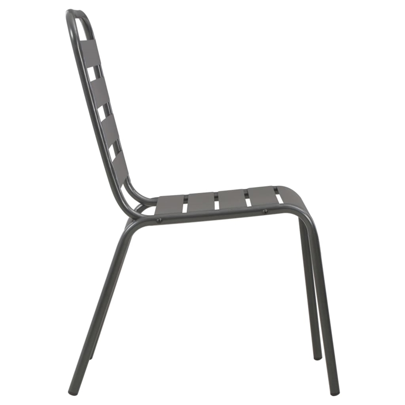 vidaXL Steel With E-Coated and Powder-Coated Dining Set in Dark Gray