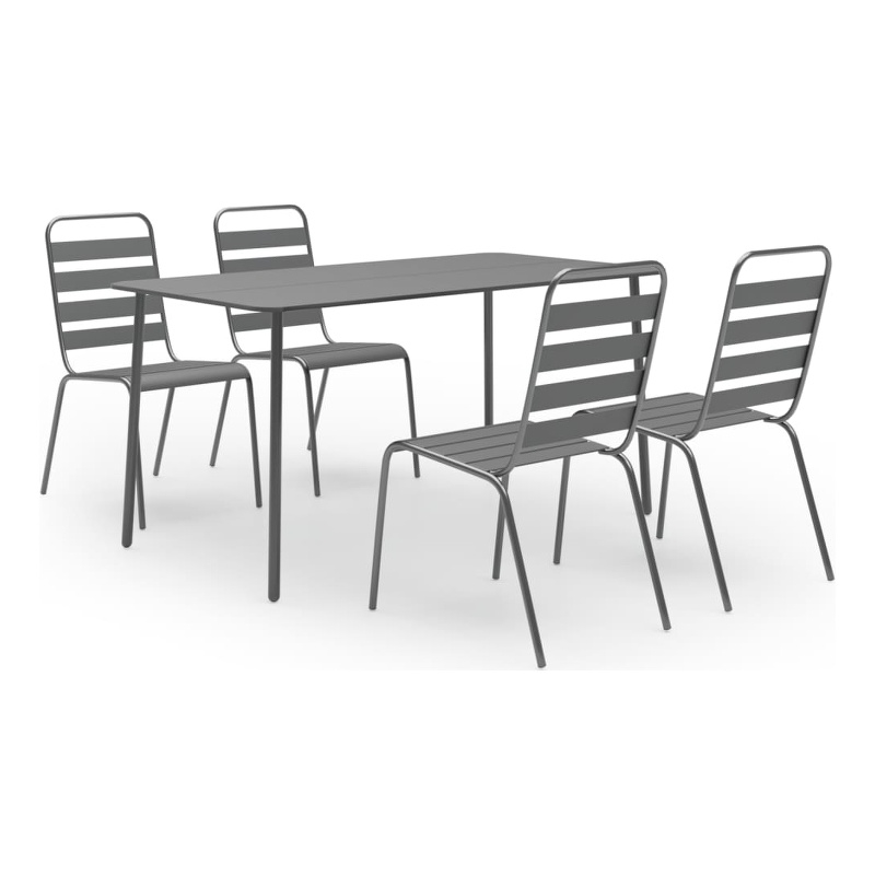 vidaXL Steel With E-Coated and Powder-Coated Dining Set in Dark Gray