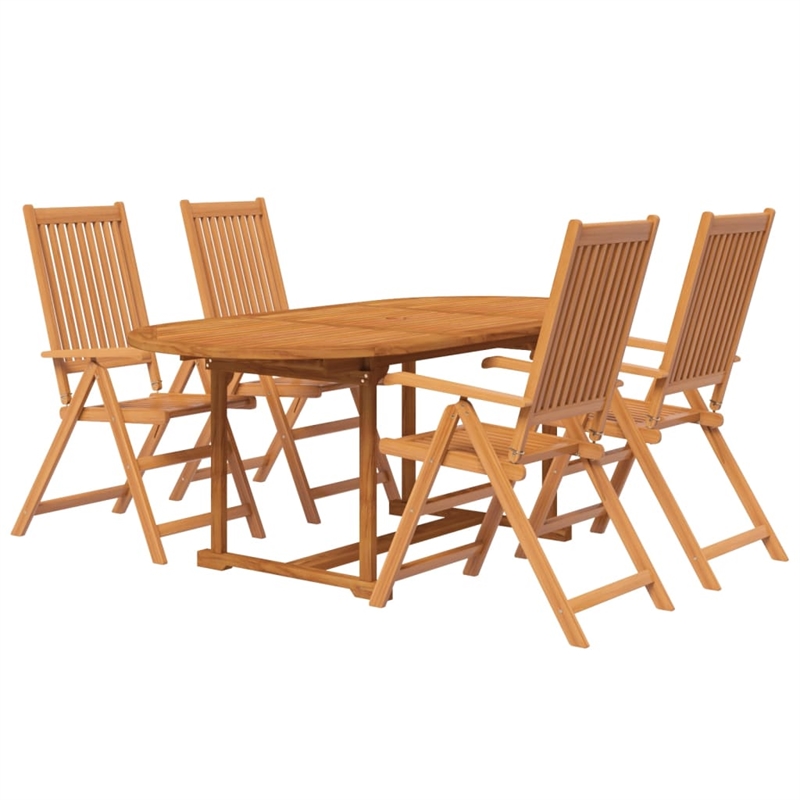 vidaXL Solid Acacia Wood Medium Foldable Garden Dining Set Natural/Brown