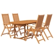 vidaXL Solid Acacia Wood Medium Foldable Garden Dining Set Natural/Brown