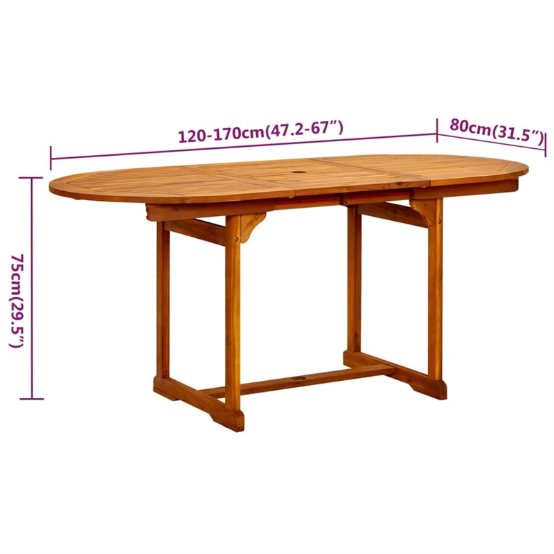 vidaXL Solid Acacia Wood Medium Foldable Garden Dining Set Natural/Brown