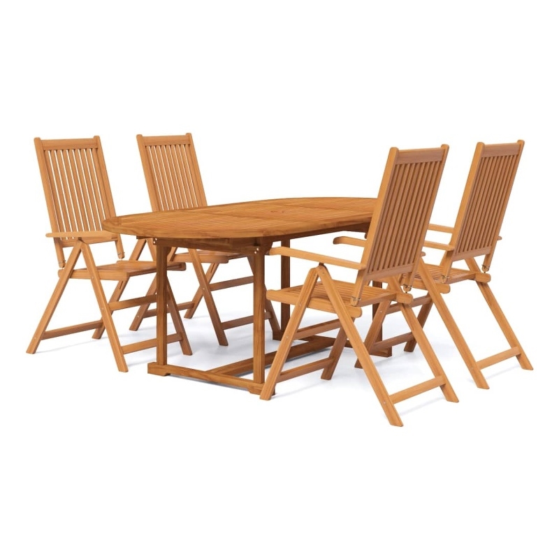 vidaXL Solid Acacia Wood Medium Foldable Garden Dining Set Natural/Brown