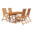 vidaXL Solid Acacia Wood Medium Foldable Garden Dining Set Natural/Brown