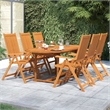 vidaXL Solid Acacia Wood Medium Extendable Garden Dining Set in Brown