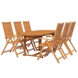 vidaXL Solid Acacia Wood Medium Extendable Garden Dining Set in Brown