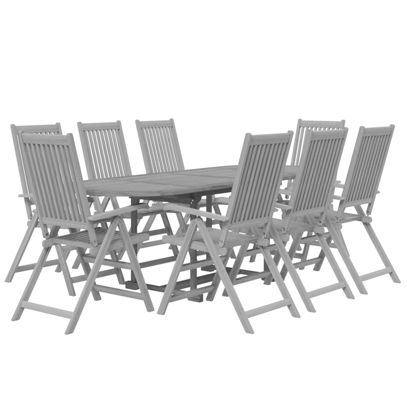 vidaXL Solid Acacia Wood Garden Dining Set in Gray