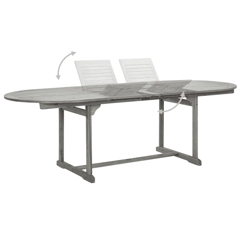 vidaXL Solid Acacia Wood Garden Dining Set in Gray