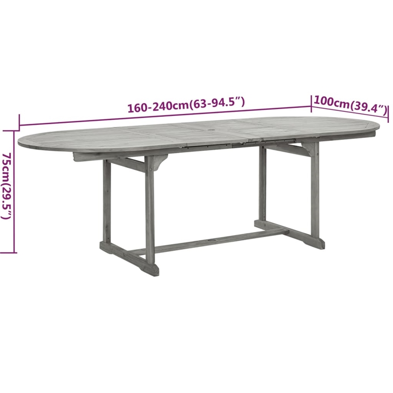 vidaXL Solid Acacia Wood Garden Dining Set in Gray