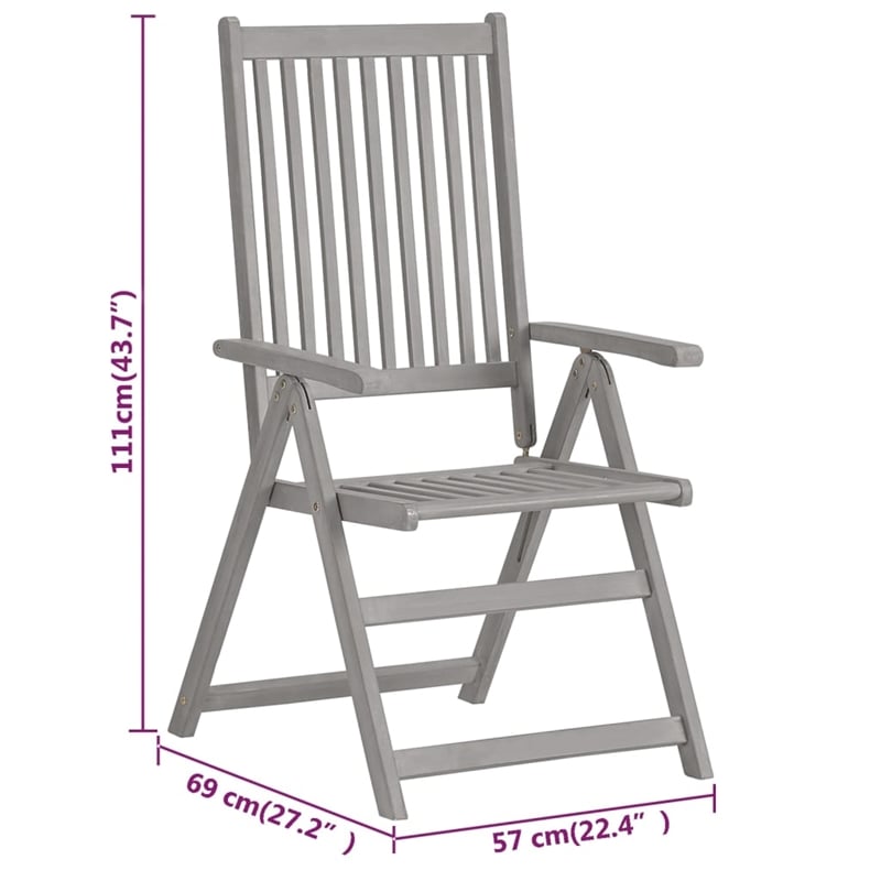 vidaXL Solid Acacia Wood Garden Dining Set in Gray