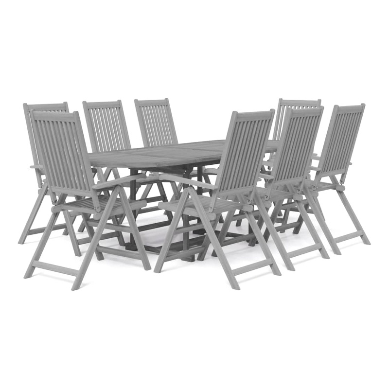 vidaXL Solid Acacia Wood Garden Dining Set in Gray