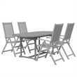 vidaXL Solid Acacia Wood Medium Extendable Garden Dining Set in Gray