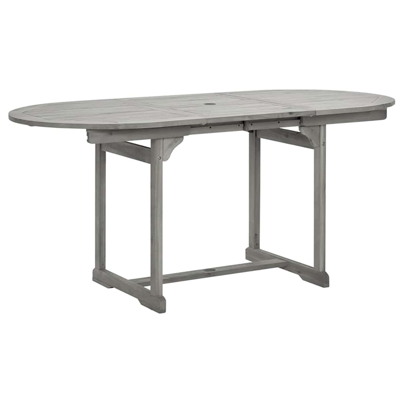 vidaXL Solid Acacia Wood Medium Extendable Garden Dining Set in Gray