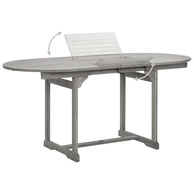 vidaXL Solid Acacia Wood Medium Extendable Garden Dining Set in Gray