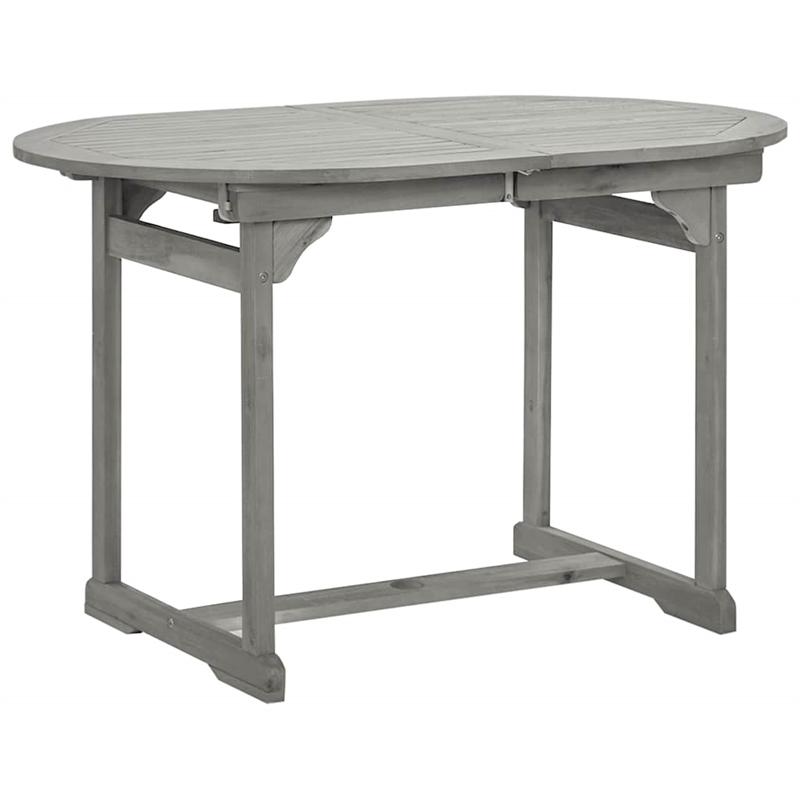 vidaXL Solid Acacia Wood Medium Extendable Garden Dining Set in Gray