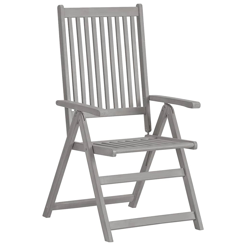 vidaXL Solid Acacia Wood Medium Extendable Garden Dining Set in Gray