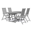 vidaXL Solid Acacia Wood Medium Extendable Garden Dining Set in Gray