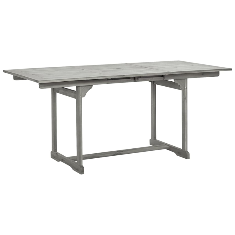 vidaXL Solid Acacia Wood Standard Extendable Garden Dining Set in Gray