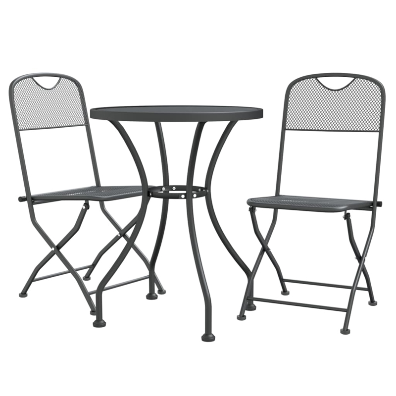vidaXL Expanded Metal Mesh With E-Coating Garden Dining Set in Anthracite/Gray