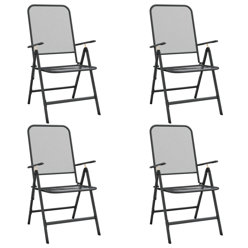 vidaXL Expanded Metal Mesh With E-Coating Garden Dining Set in Anthracite/Gray