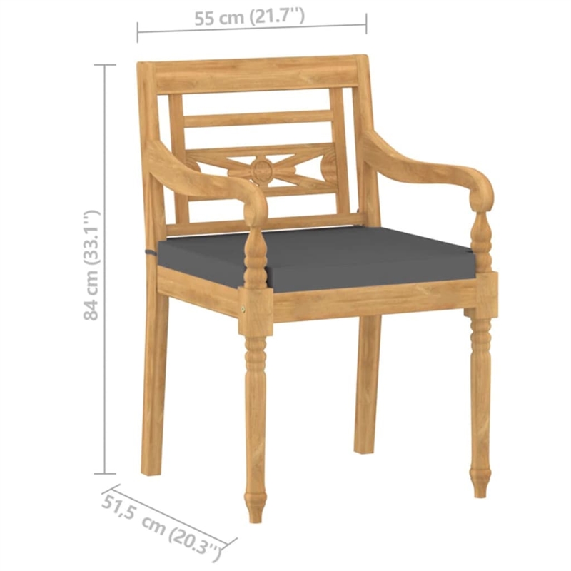 vidaXL Patio Dining Set Teak Fine Sanded Teak Hardwood Medium - Set of 4