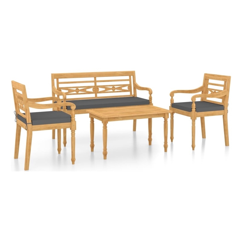 vidaXL Patio Dining Set Teak Fine Sanded Teak Hardwood Medium - Set of 4