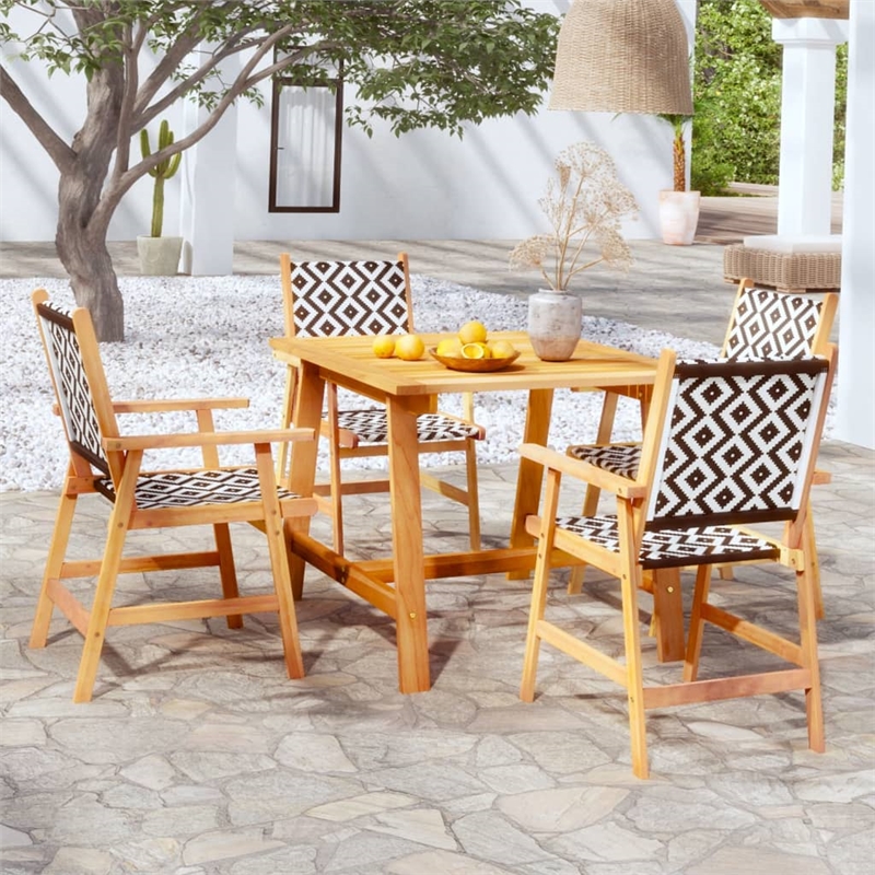 vidaXL Solid Acacia Wood Garden Dining Set in Brown