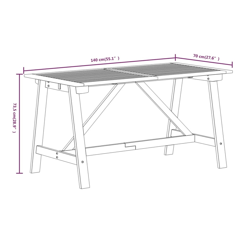 vidaXL 7PC Solid Acacia Wood Garden Dining Set in Brown