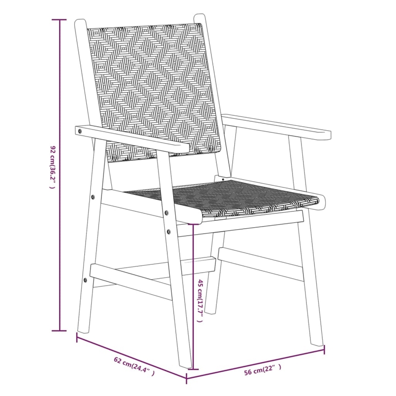 vidaXL 7PC Solid Acacia Wood Garden Dining Set in Brown
