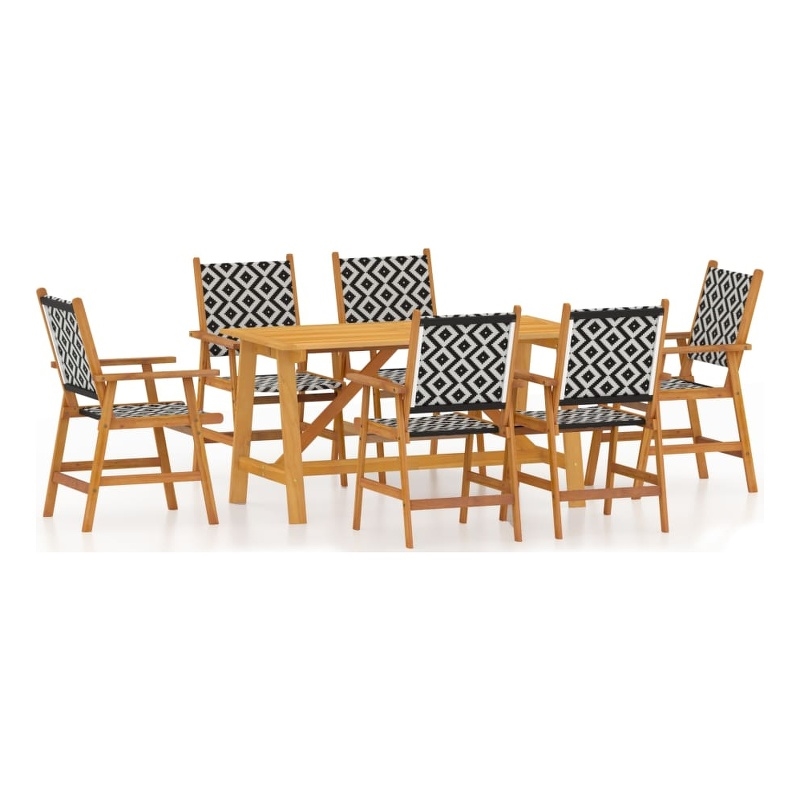 vidaXL 7PC Solid Acacia Wood Garden Dining Set in Brown