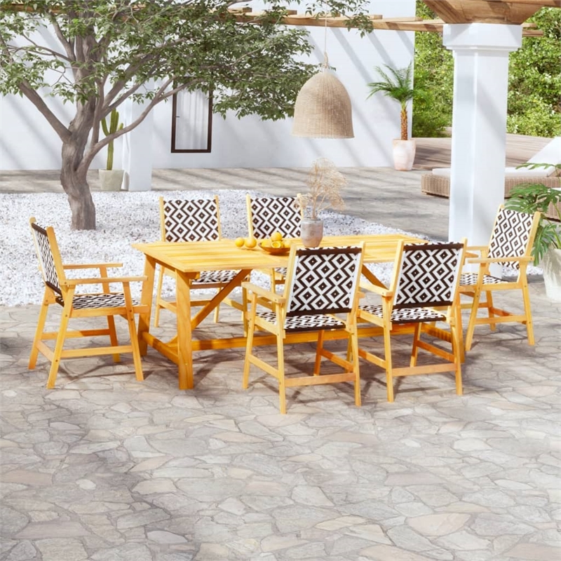 vidaXL Large Solid Acacia Wood Garden Dining Set in Brown