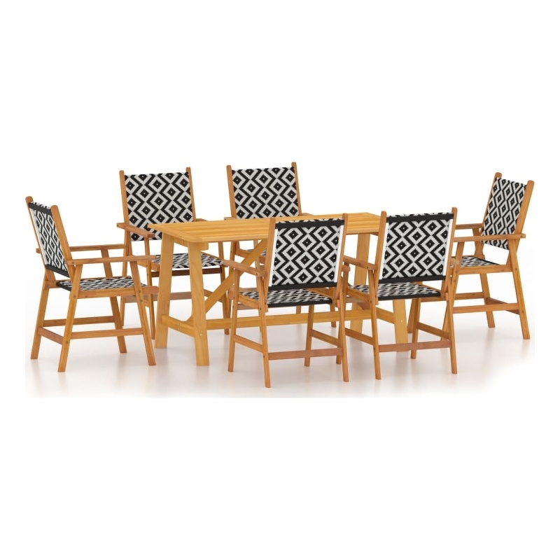 vidaXL Large Solid Acacia Wood Garden Dining Set in Brown