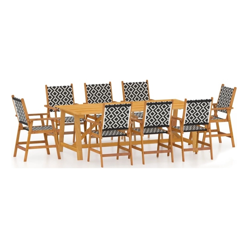 vidaXL 9PC Solid Acacia Wood Garden Dining Set in Brown